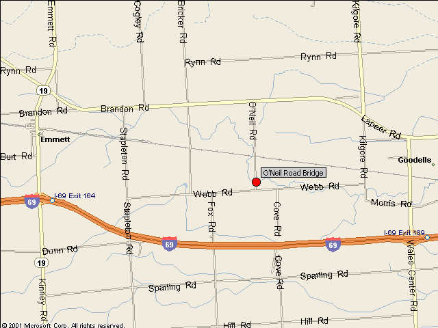 Map showing bridge location.