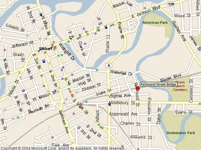 Map showing bridge location.