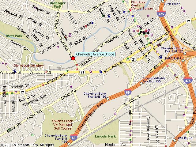 Map showing bridge location.