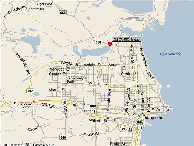 Map showing bridge location.