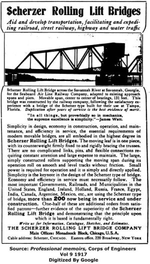 Scherzer Rolling Lift Bridge Company Advertisement