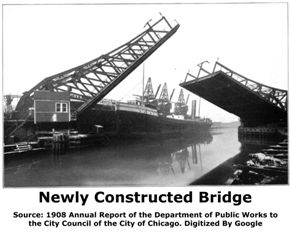 Halsted Streen North Branch Canal Bridge Raised