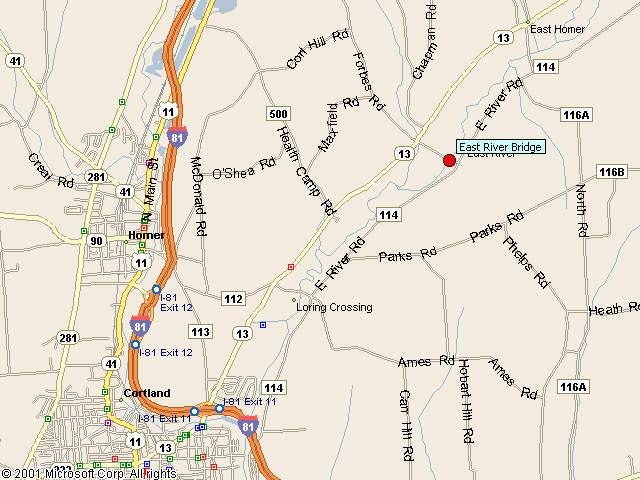 Map showing bridge location.