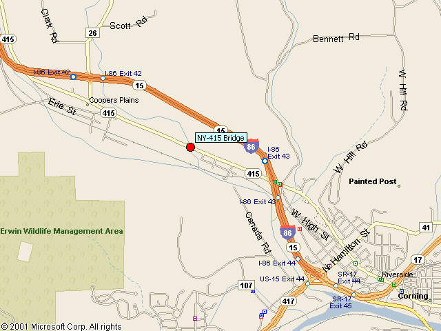 Map showing bridge location.