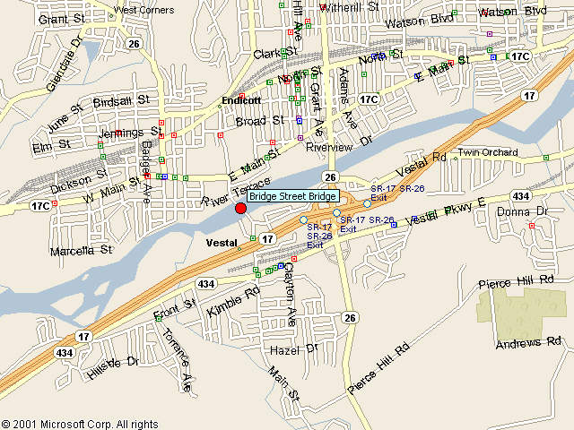 Map showing bridge location.