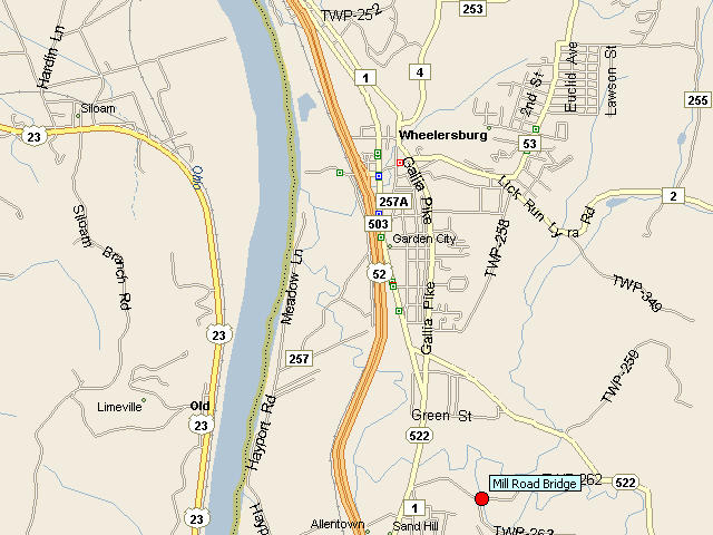 Map showing bridge location.