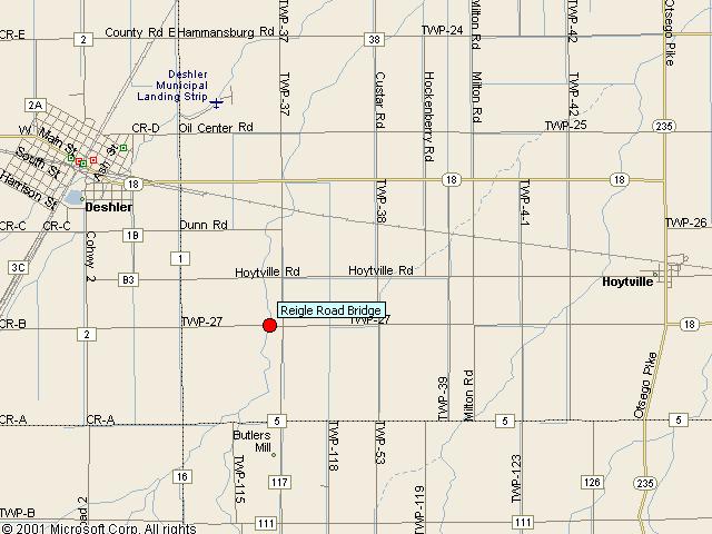 Map showing bridge location.