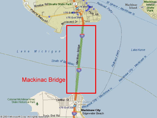 Map showing bridge location.