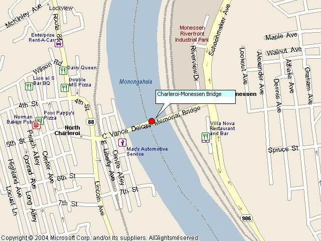 map of pennsylvania rivers. Map showing bridge location.