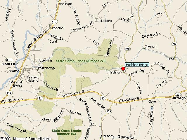 Map showing bridge location.