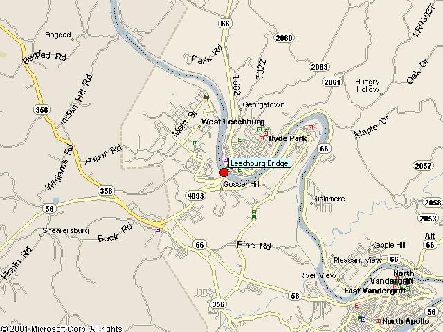 Map showing bridge location.