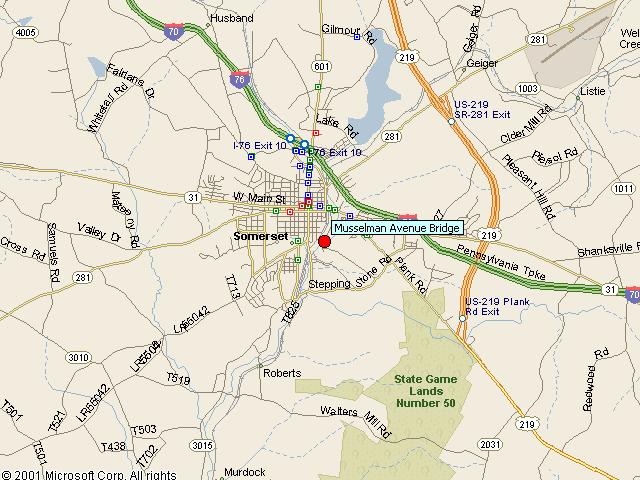 Map showing bridge location.