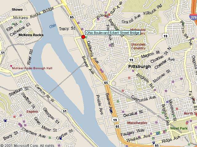 Map showing bridge location.