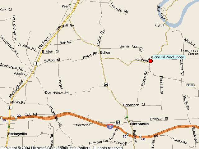 Map showing bridge location.