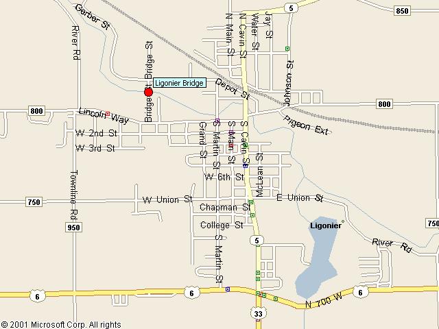 Map showing bridge location.